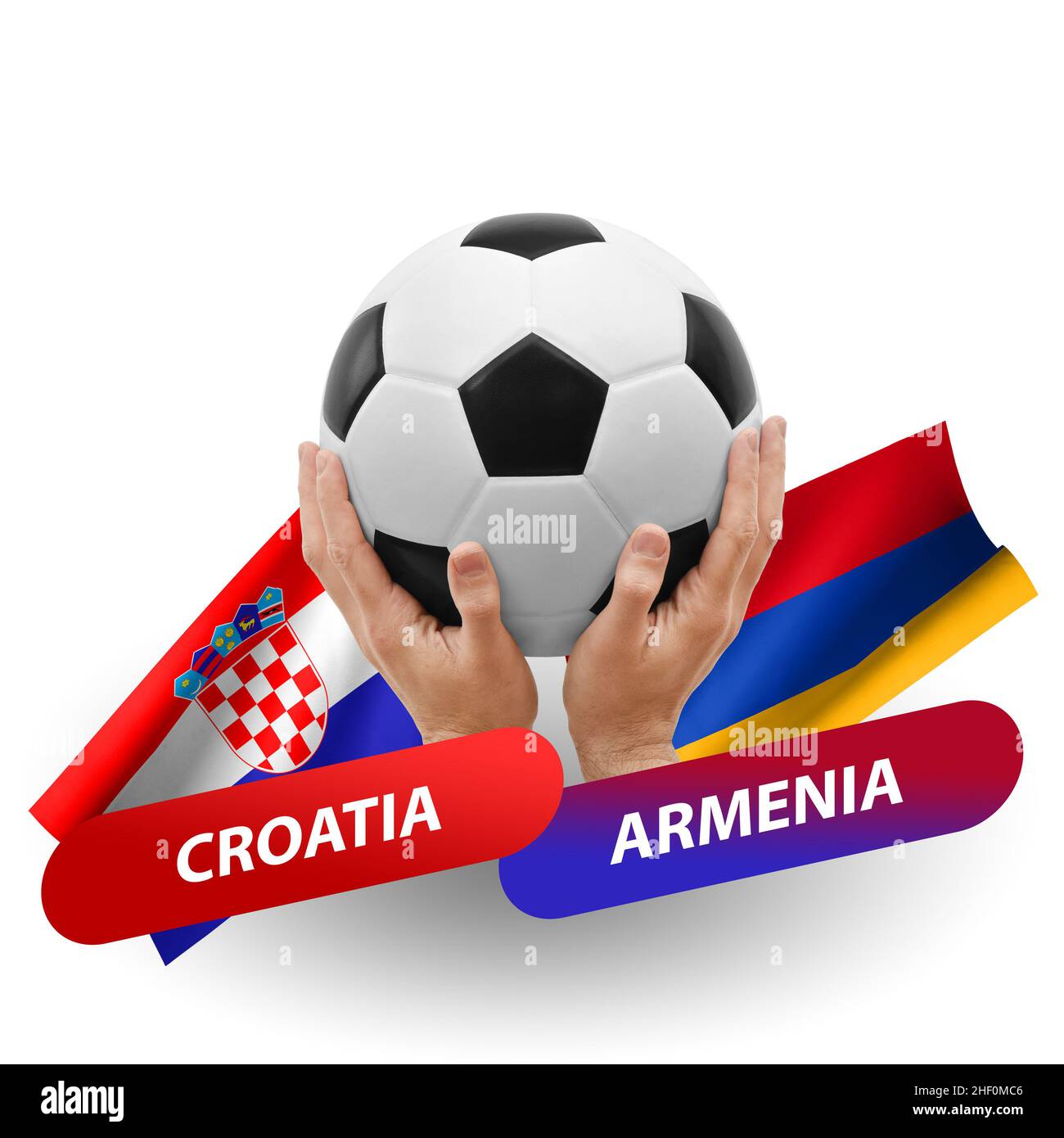 Soccer football competition match, national teams croatia vs armenia