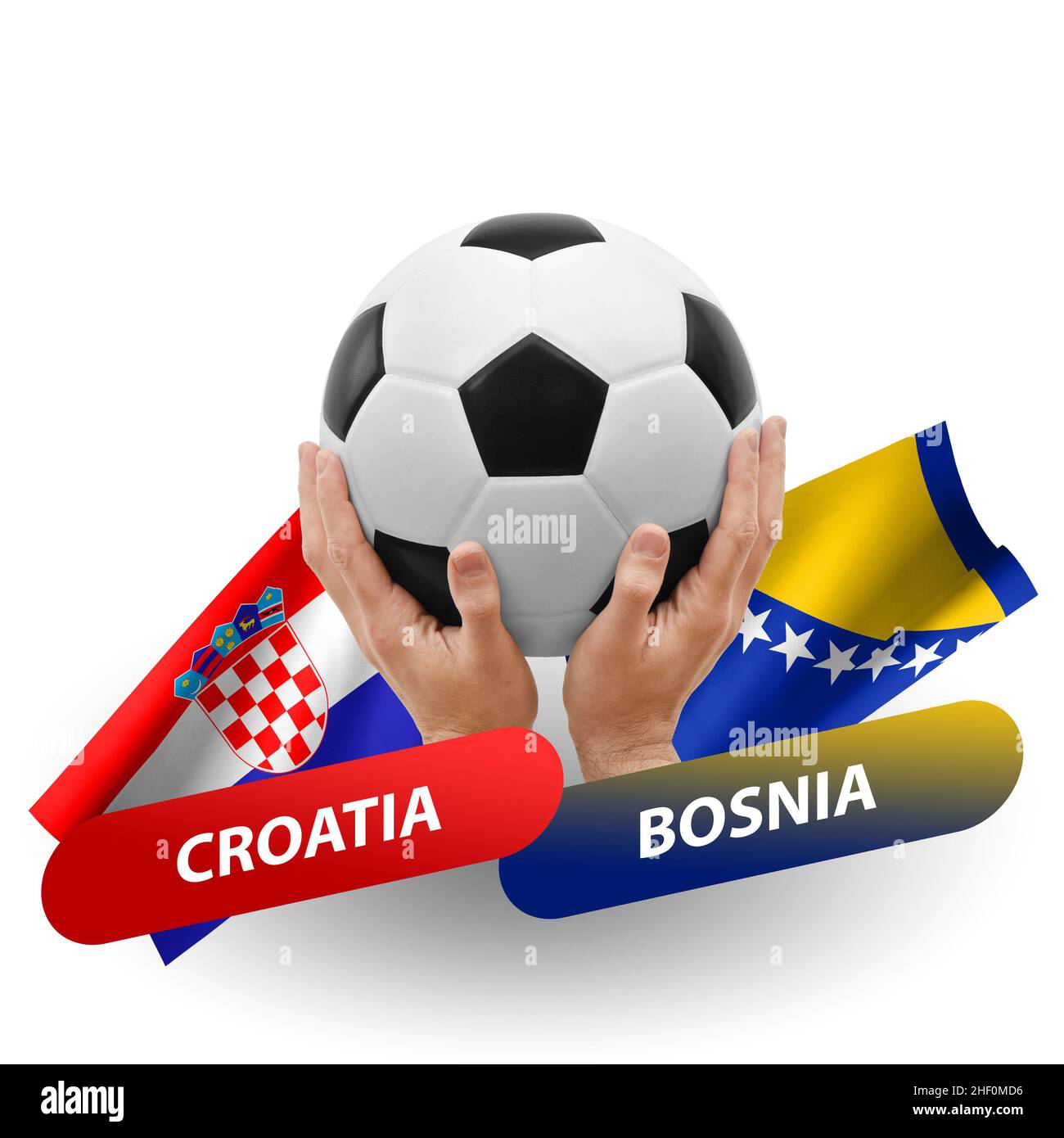Soccer football competition match, national teams croatia vs bosnia