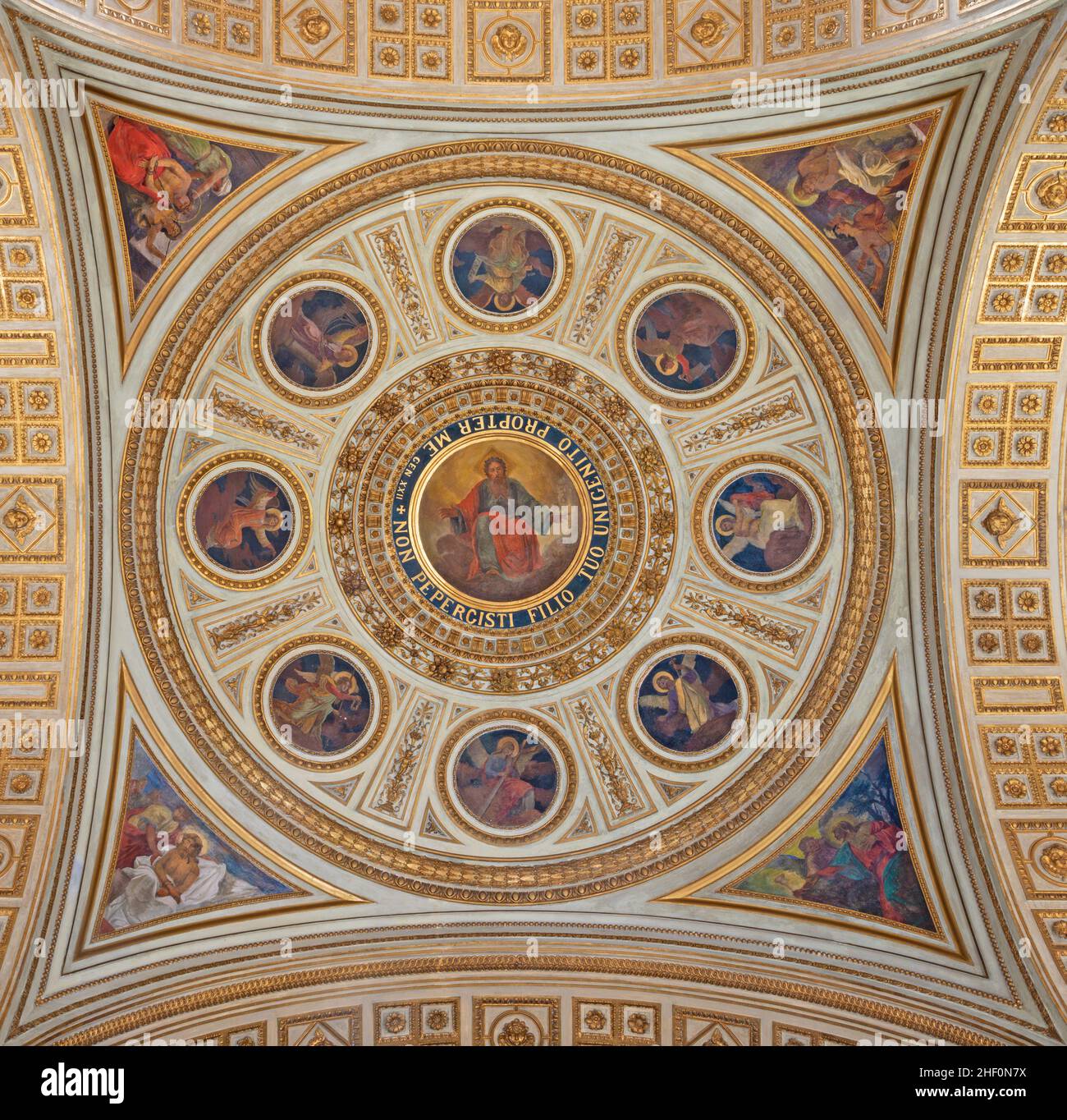 Rome - The ceiling fresco (martyrdom of Jesus scenes and God the Father ...