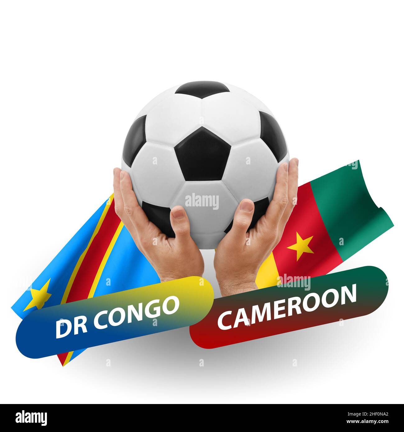 Soccer football competition match, national teams dr congo vs cameroon