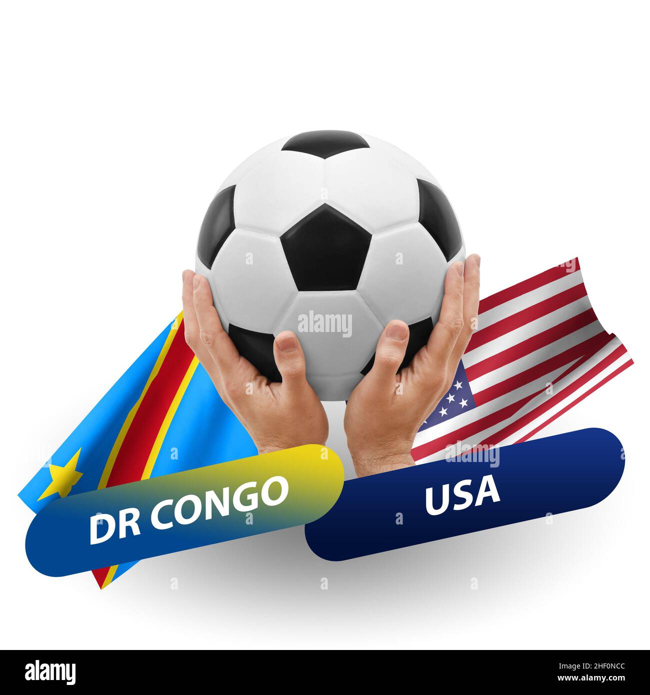 Soccer football competition match, national teams dr congo vs usa Stock Photo