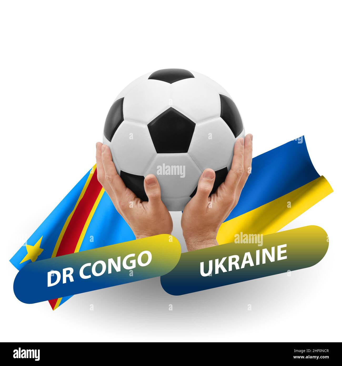 Soccer football competition match, national teams dr congo vs ukraine Stock Photo
