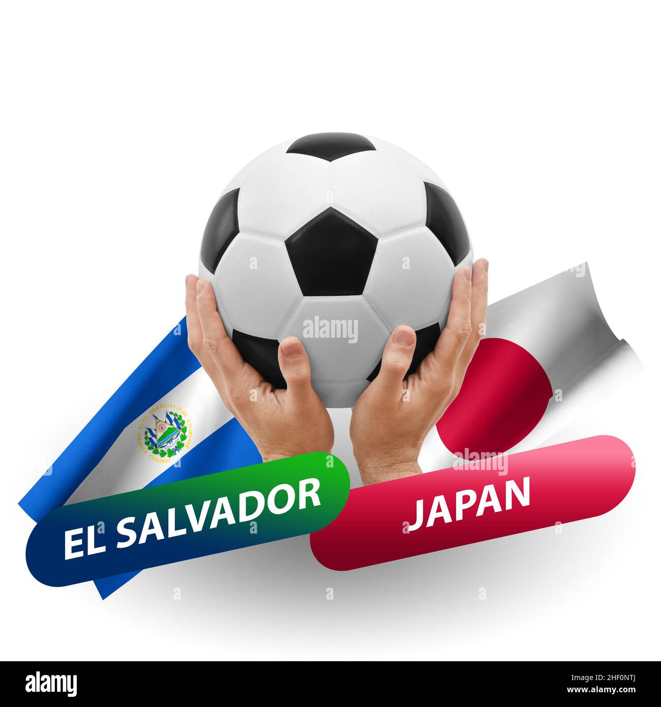 Soccer football competition match, national teams el salvador vs japan