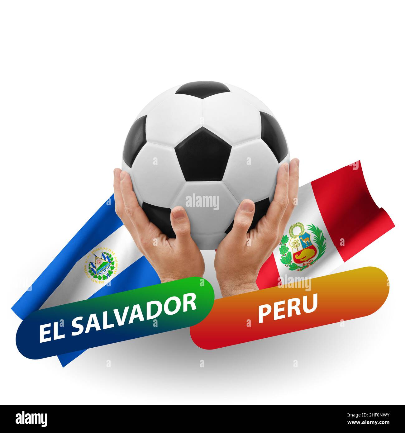 Soccer football competition match, national teams el salvador vs peru