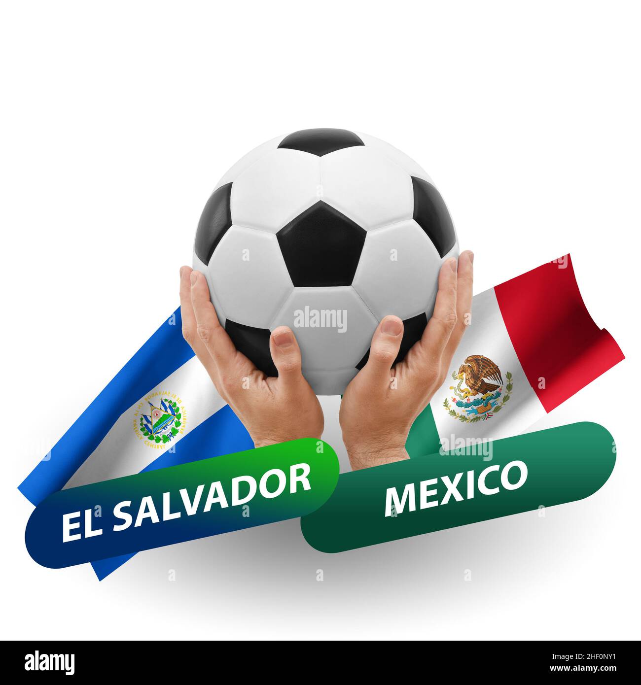 Soccer football competition match, national teams el salvador vs mexico