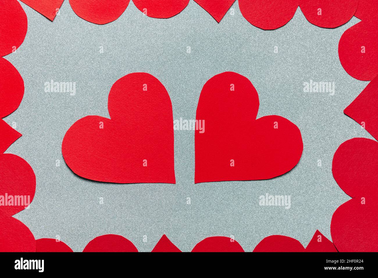 Congragulation Pattern Paper red hearts flat lay top view. Valentines congratulation, pattern ...