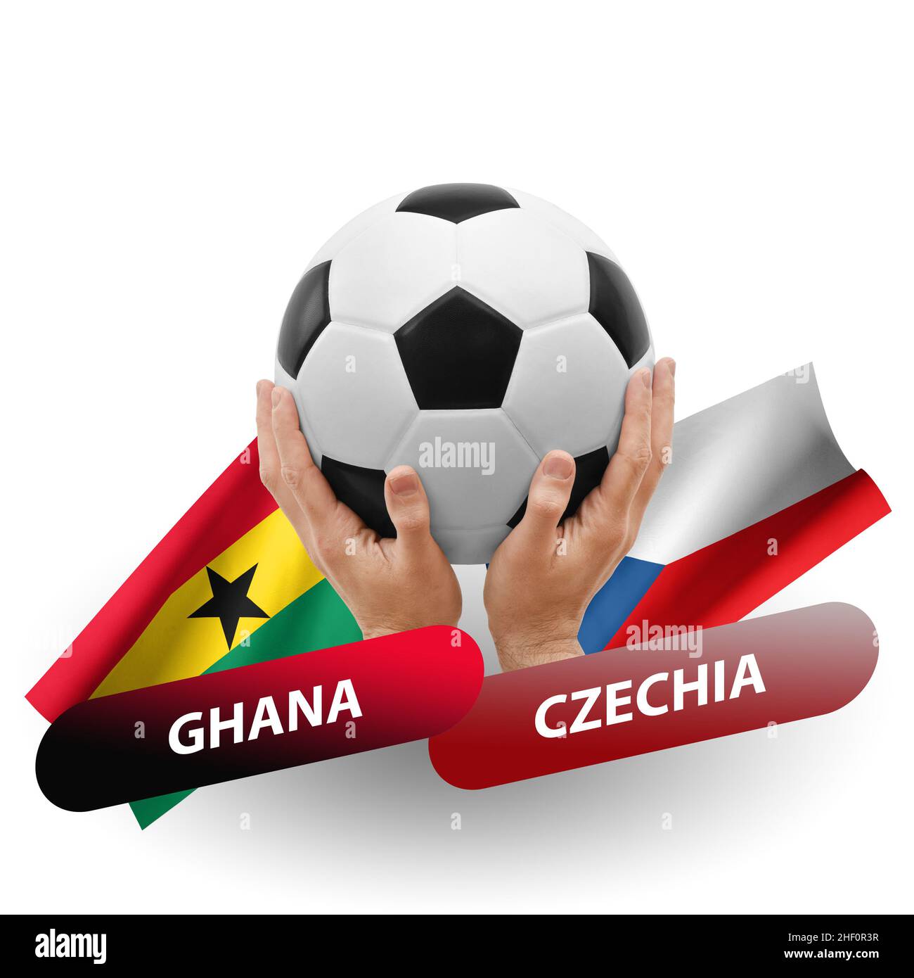 Soccer football competition match, national teams ghana vs czechia