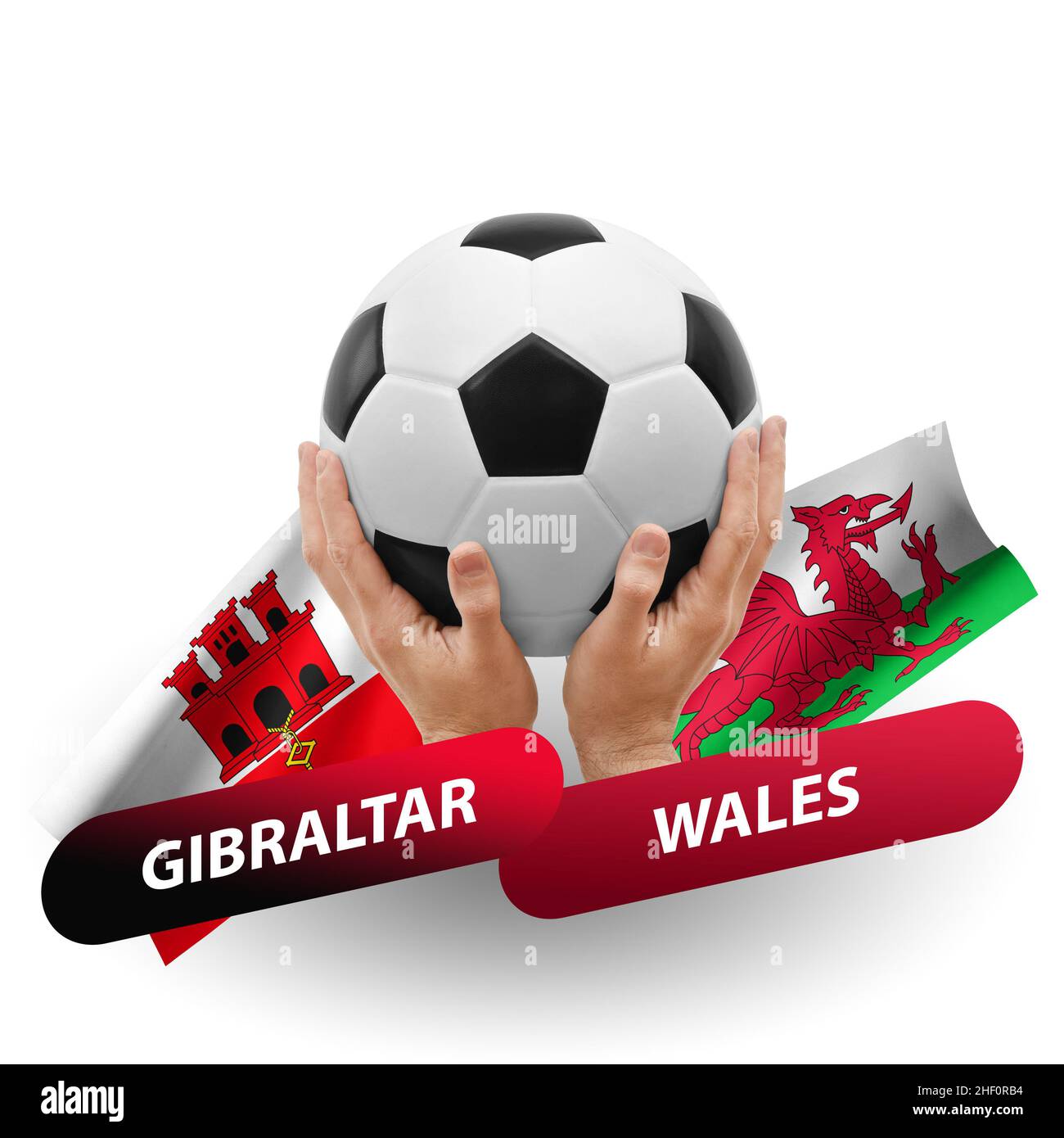 Soccer football competition match, national teams gibraltar vs wales