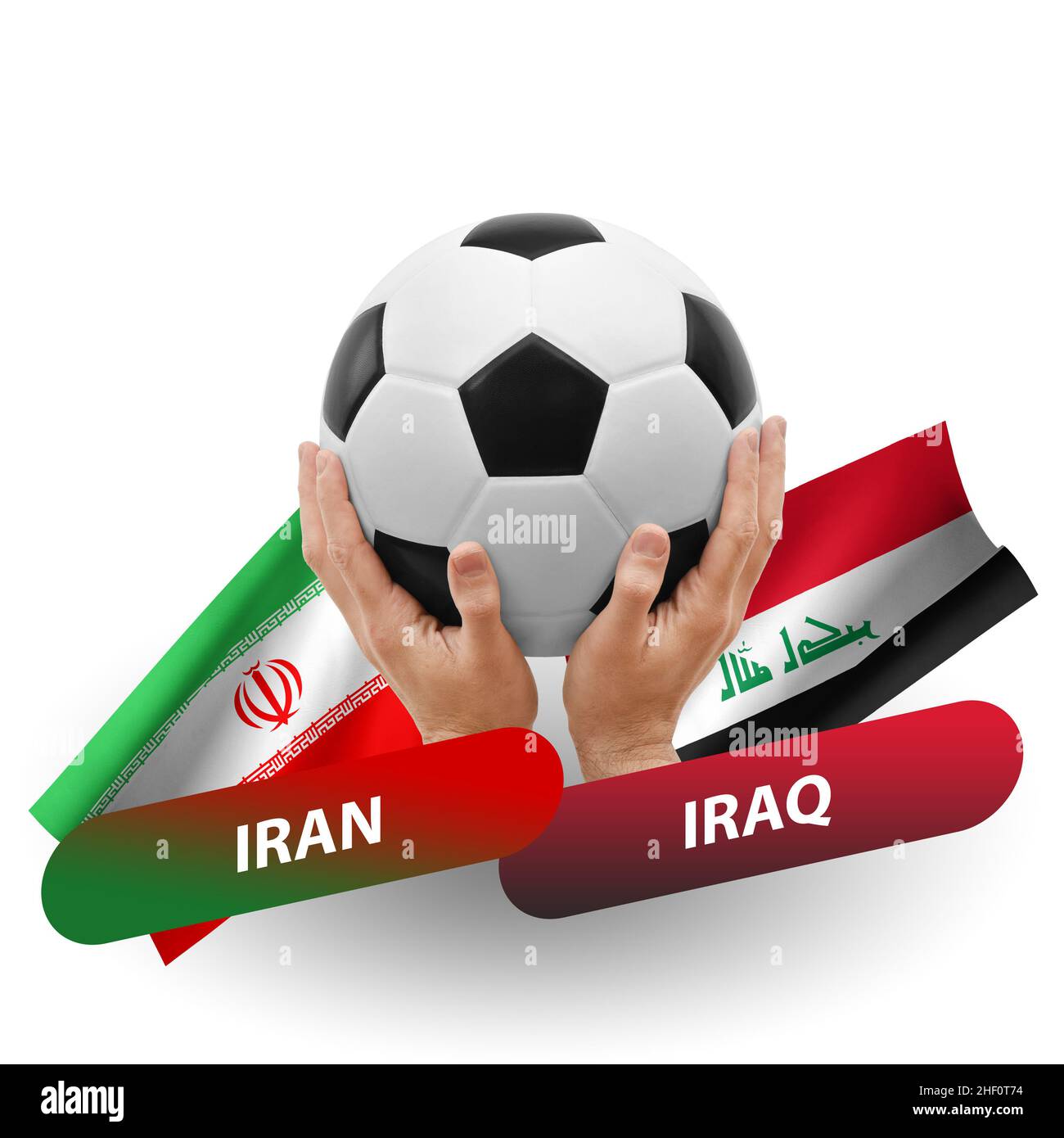 Soccer football competition match, national teams iran vs iraq Stock