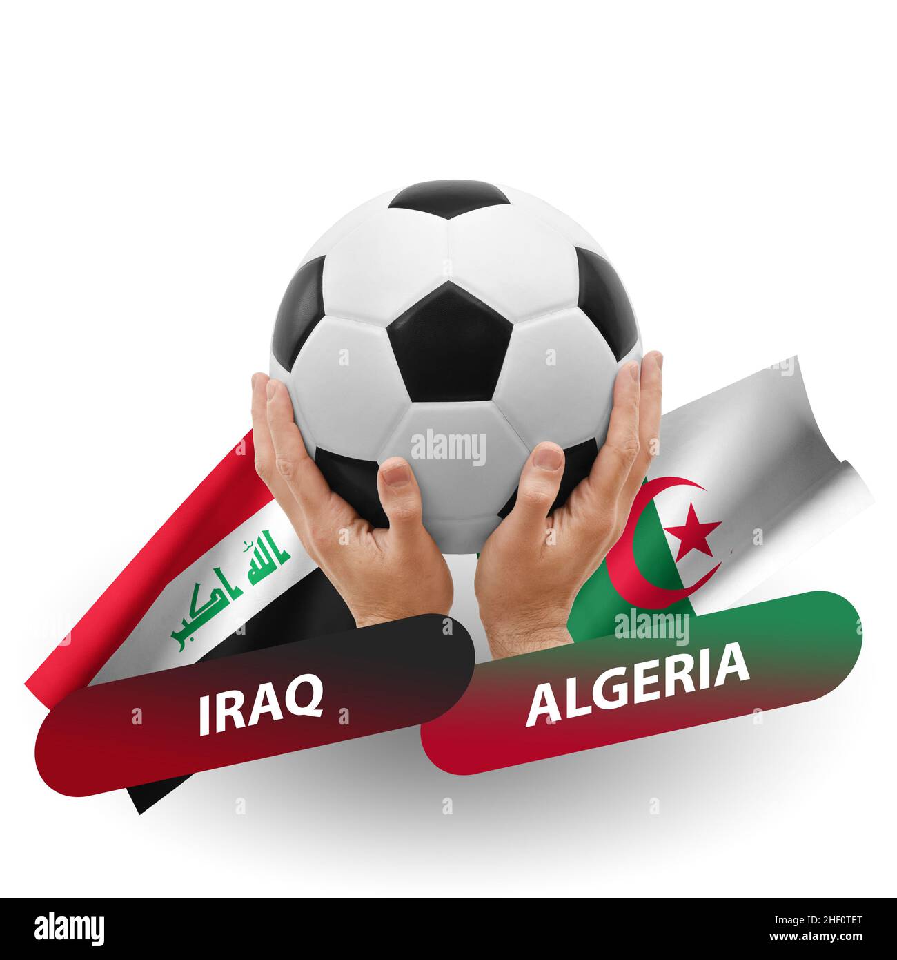 Soccer football competition match, national teams iraq vs algeria Stock Photo