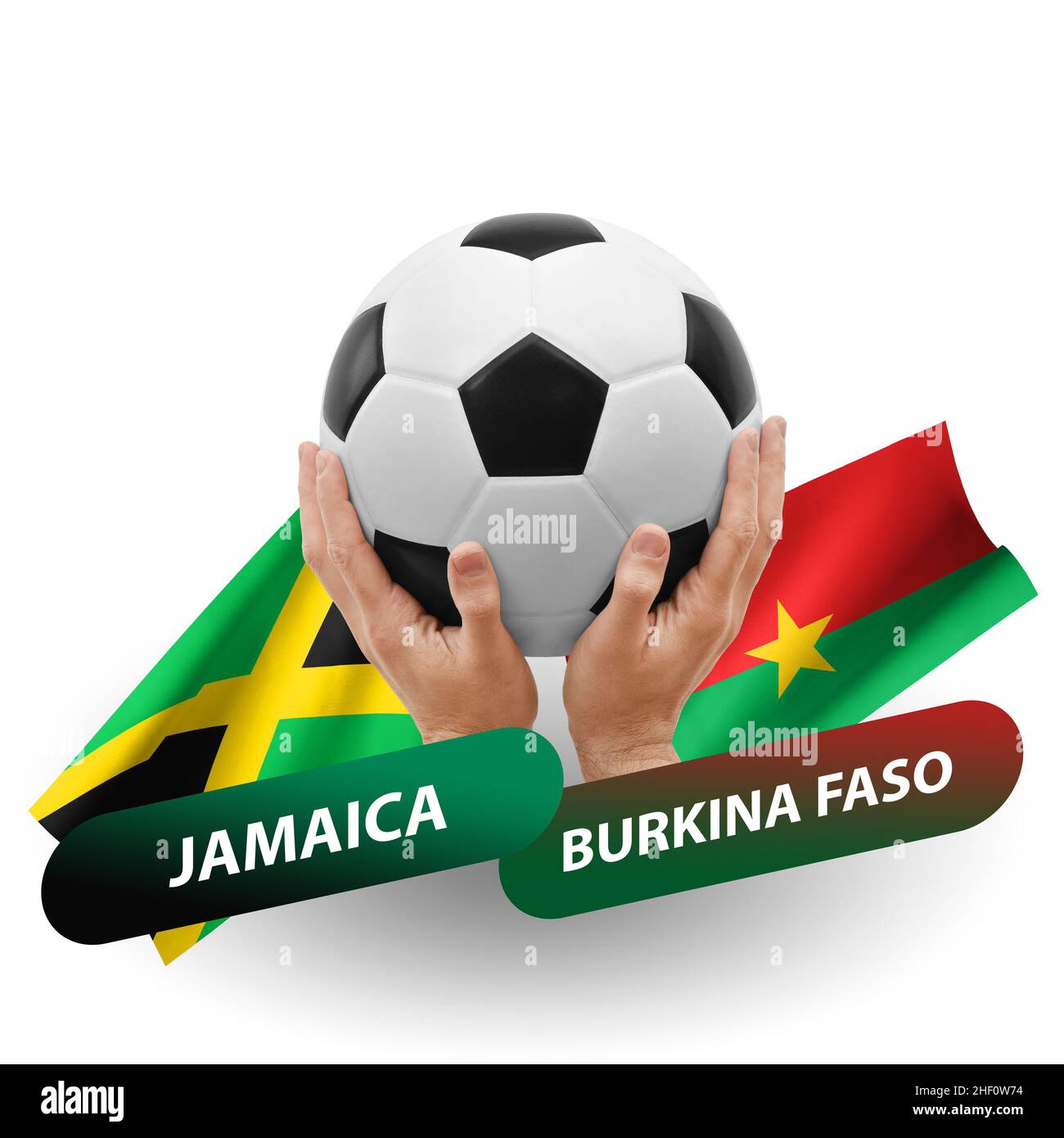 Soccer football competition match, national teams jamaica vs burkina 