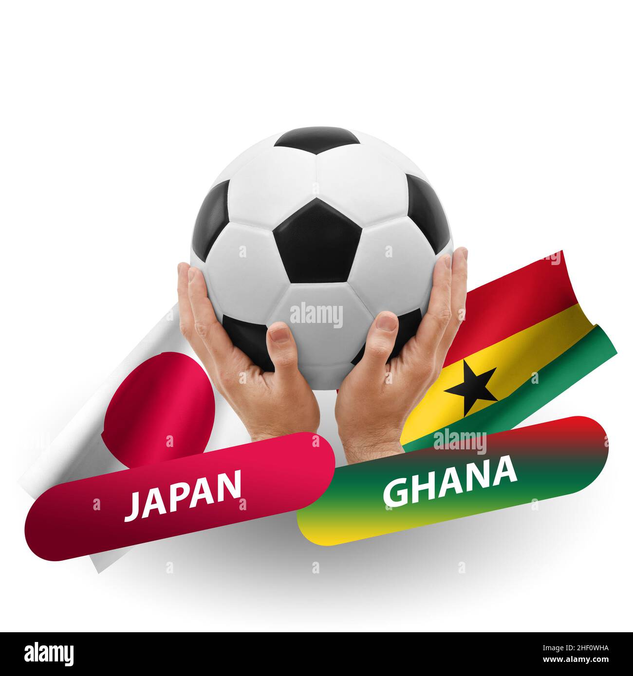 Soccer football competition match, national teams japan vs ghana Stock