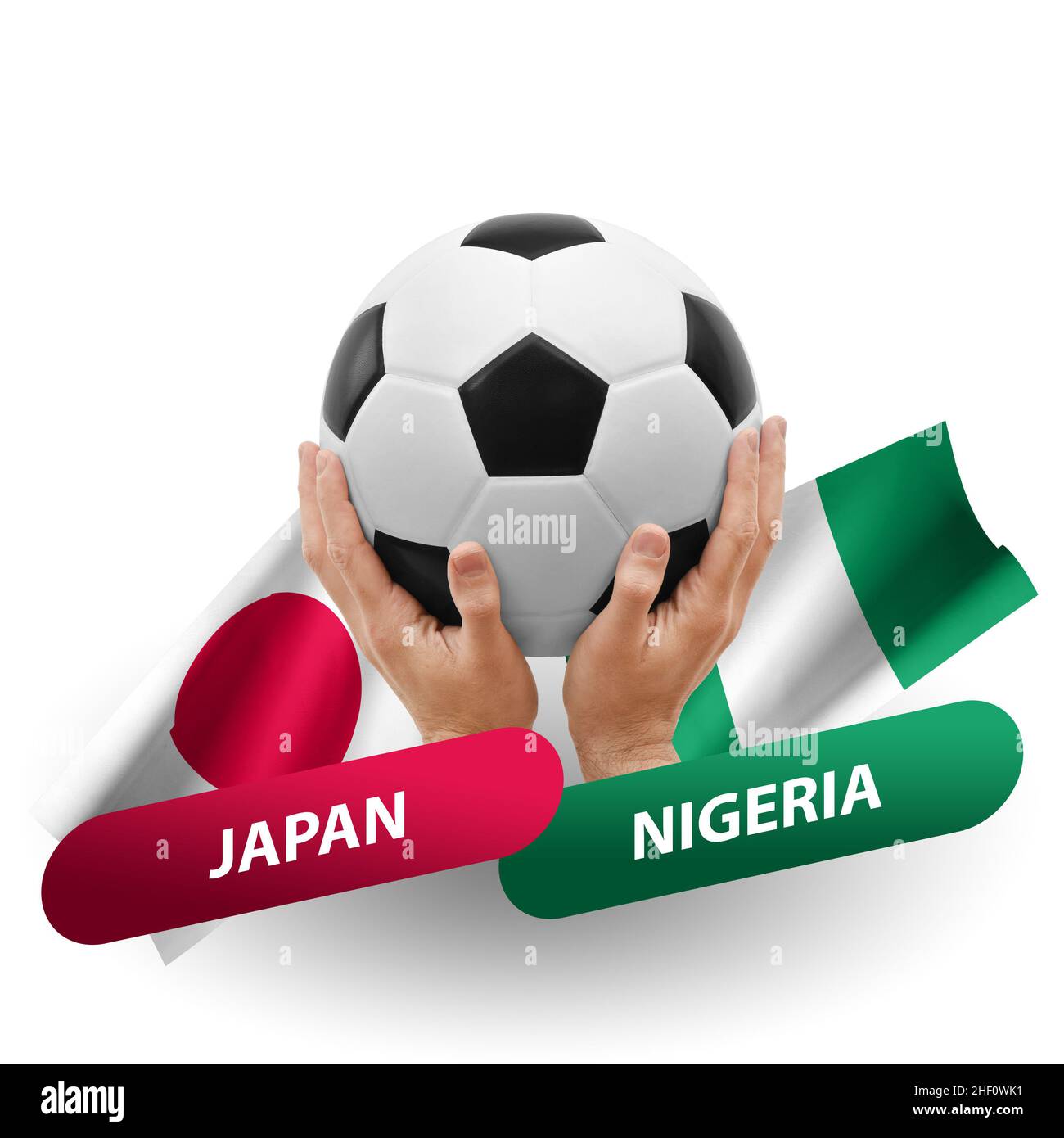 Soccer football competition match, national teams japan vs nigeria