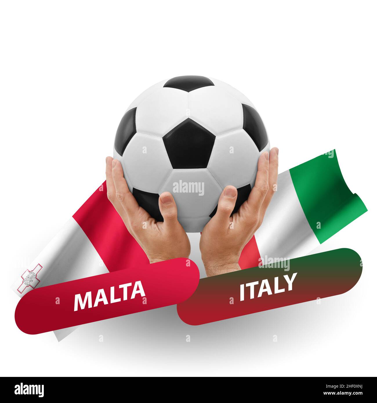Soccer football competition match, national teams malta vs italy Stock