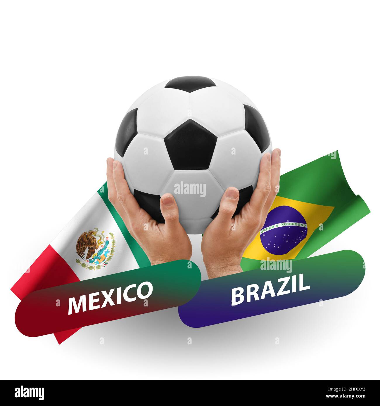 Soccer football competition match, national teams mexico vs brazil