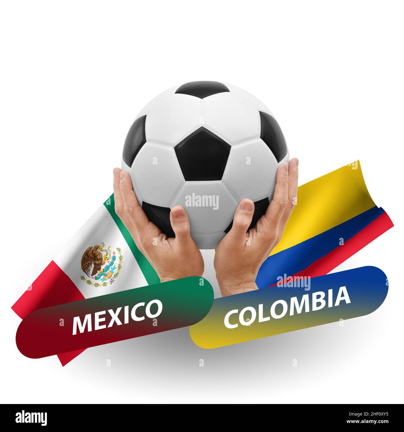 Soccer football competition match, national teams mexico vs colombia