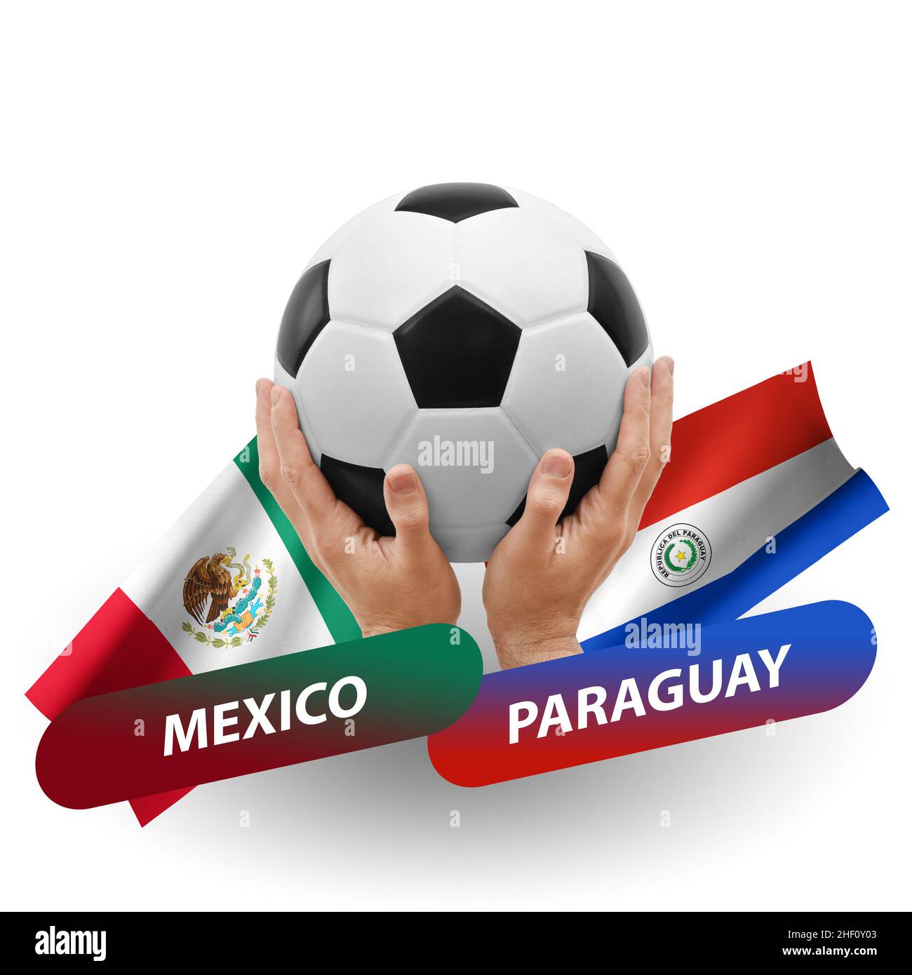 Soccer football competition match, national teams mexico vs paraguay
