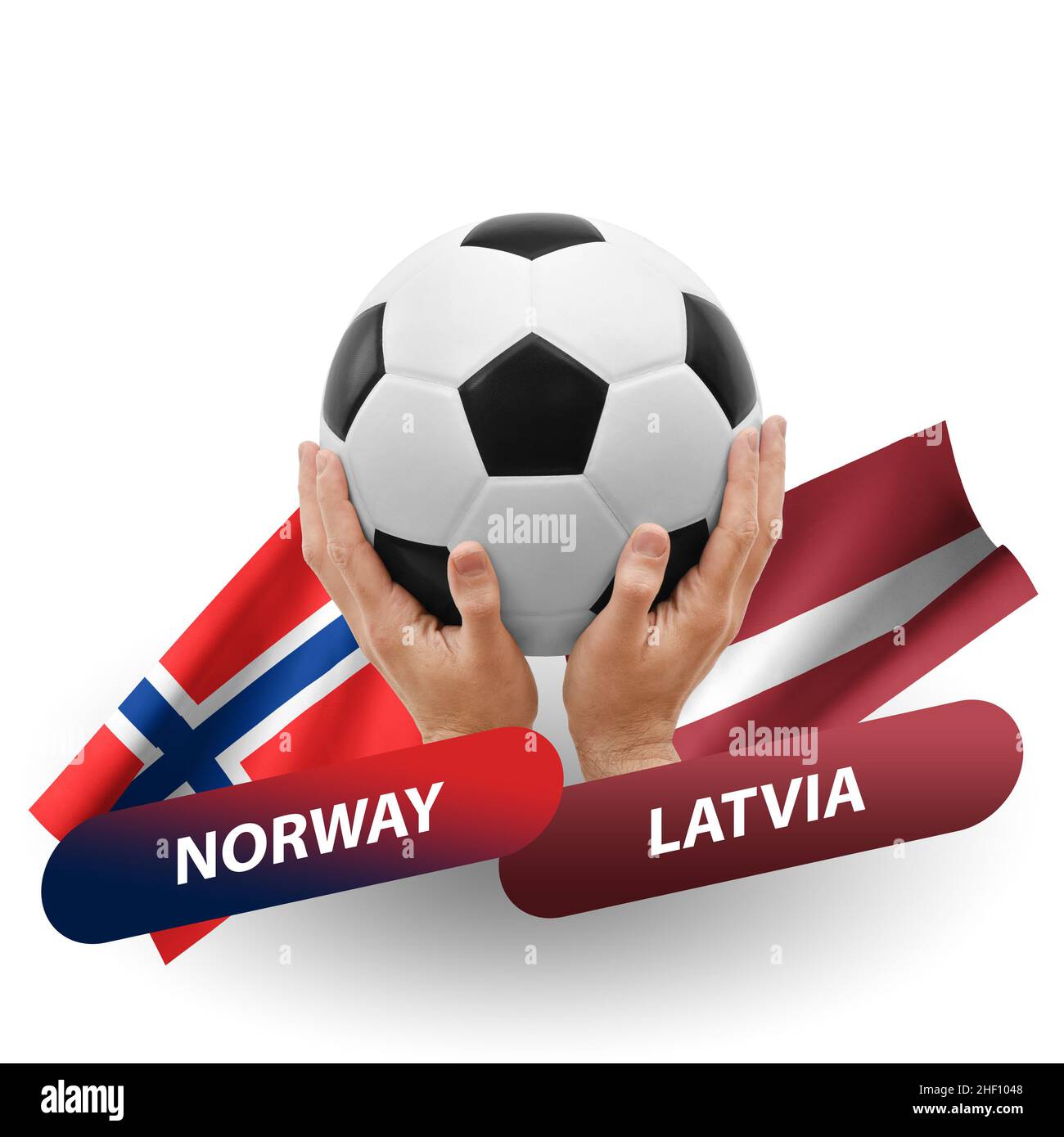 Soccer football competition match, national teams norway vs latvia