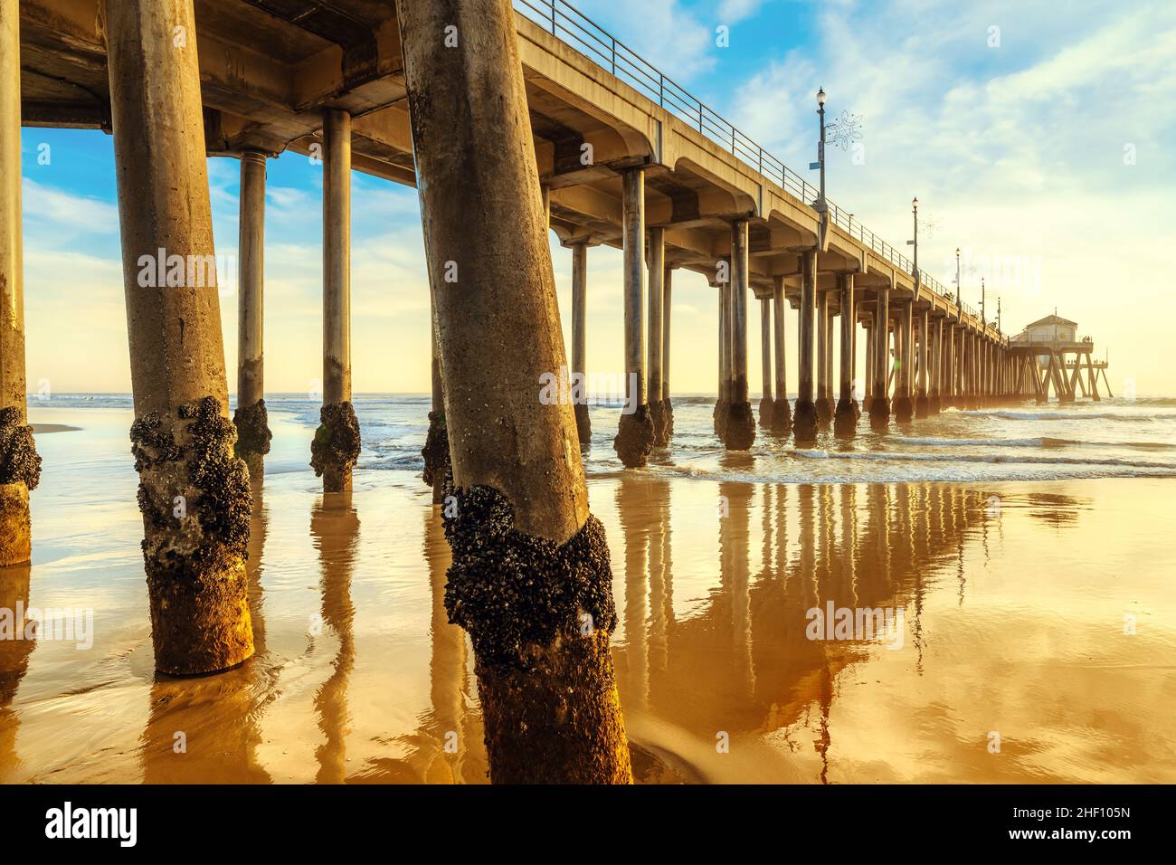 the huntington beach pier at sunset, california Stock Photo