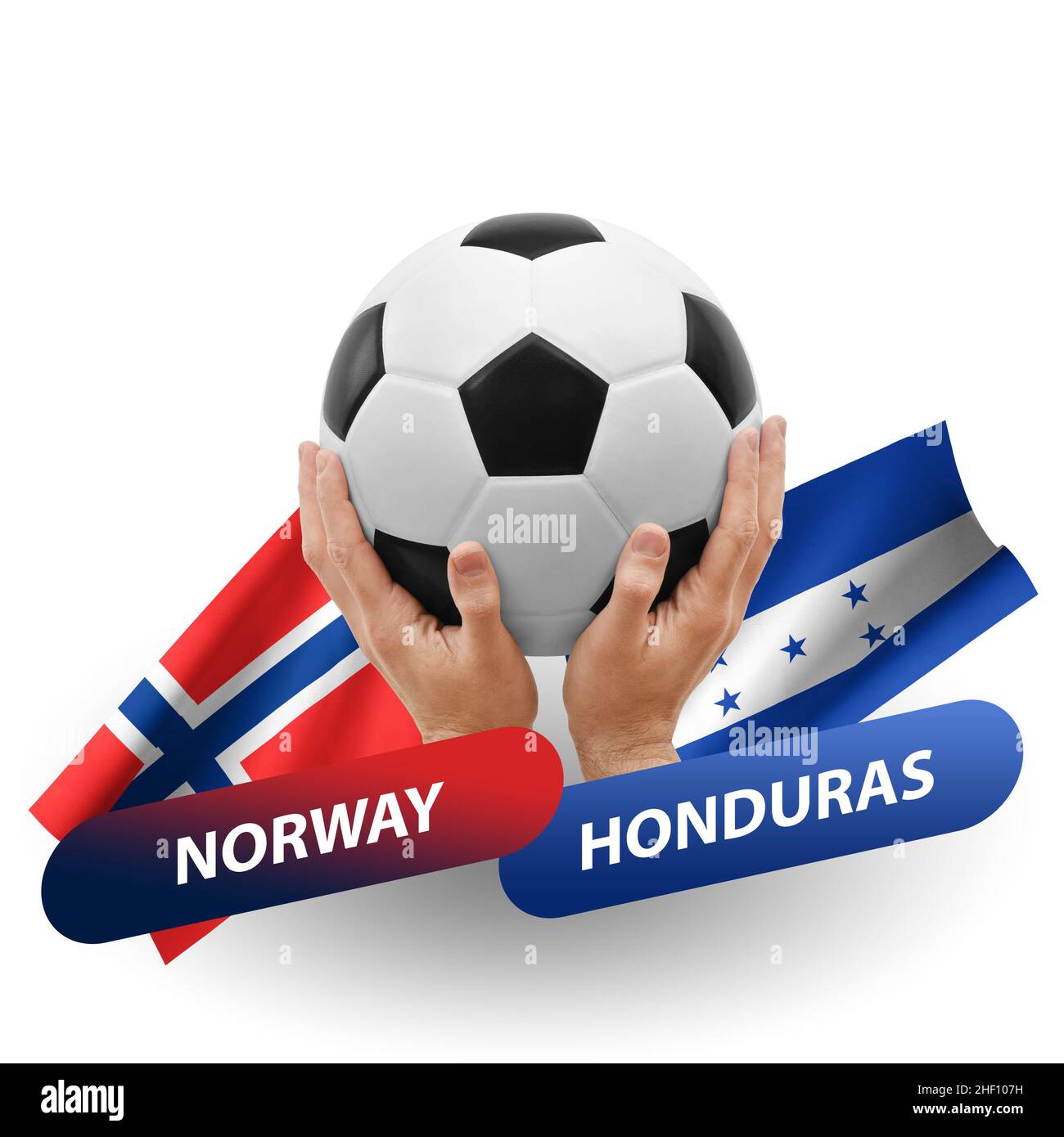 Soccer football competition match, national teams norway vs honduras