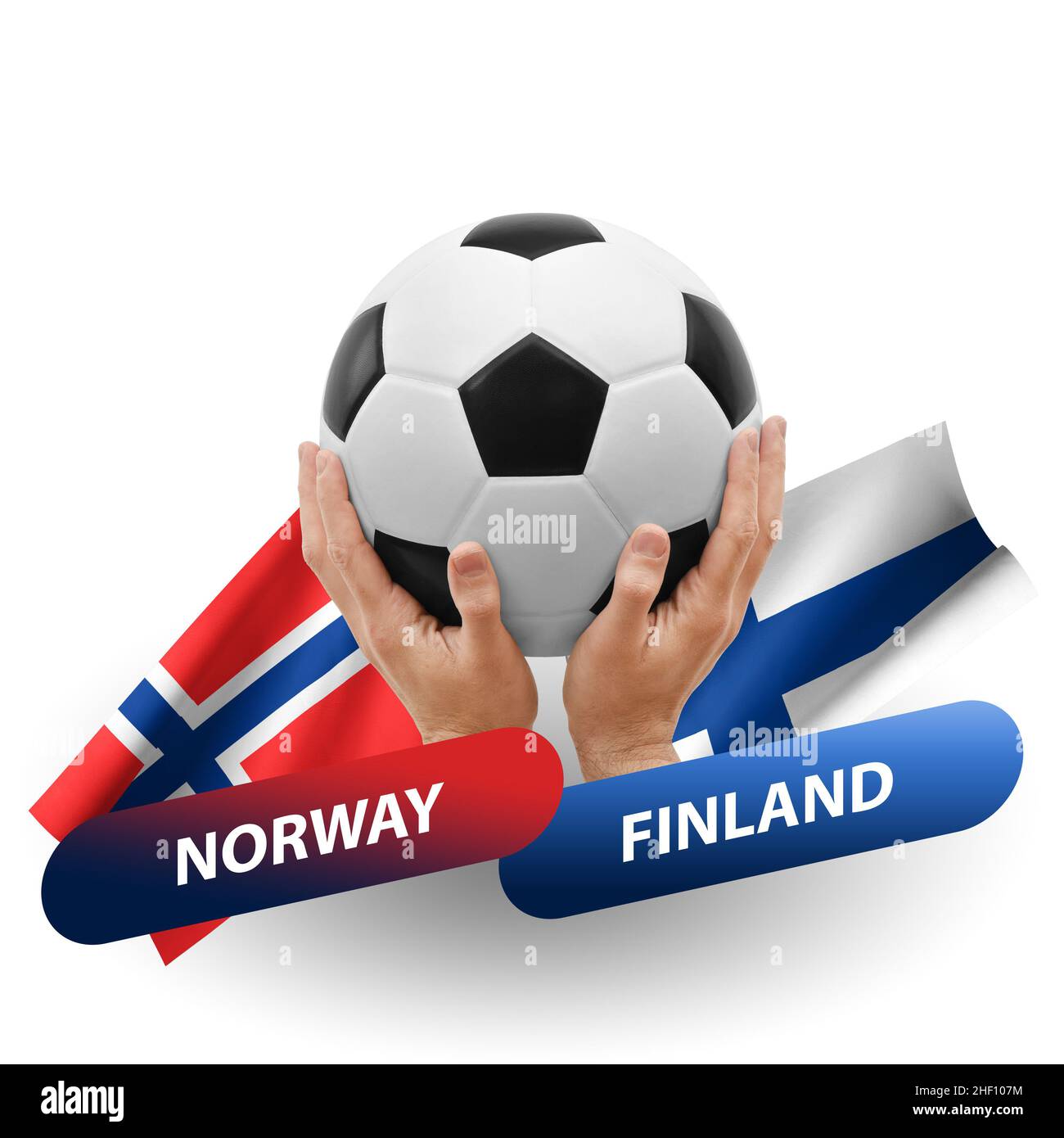 Soccer football competition match, national teams norway vs finland