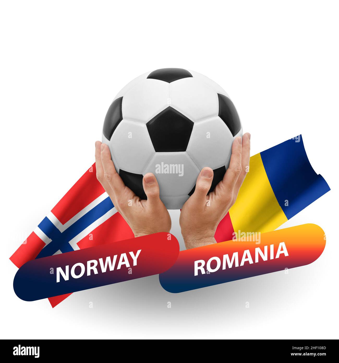 Soccer football competition match, national teams norway vs romania