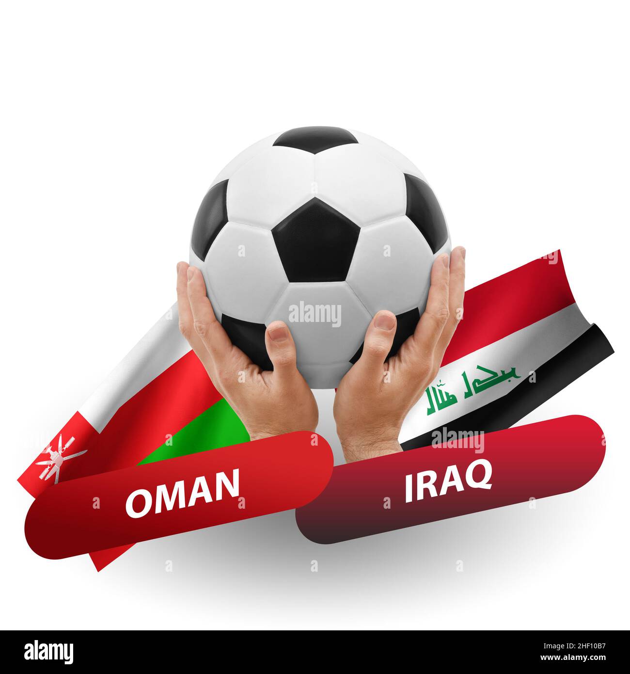 Soccer football competition match, national teams oman vs iraq Stock