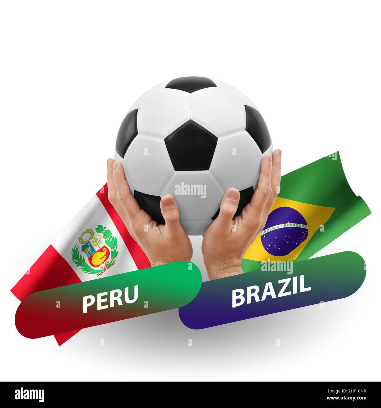 Soccer football competition match, national teams peru vs brazil 