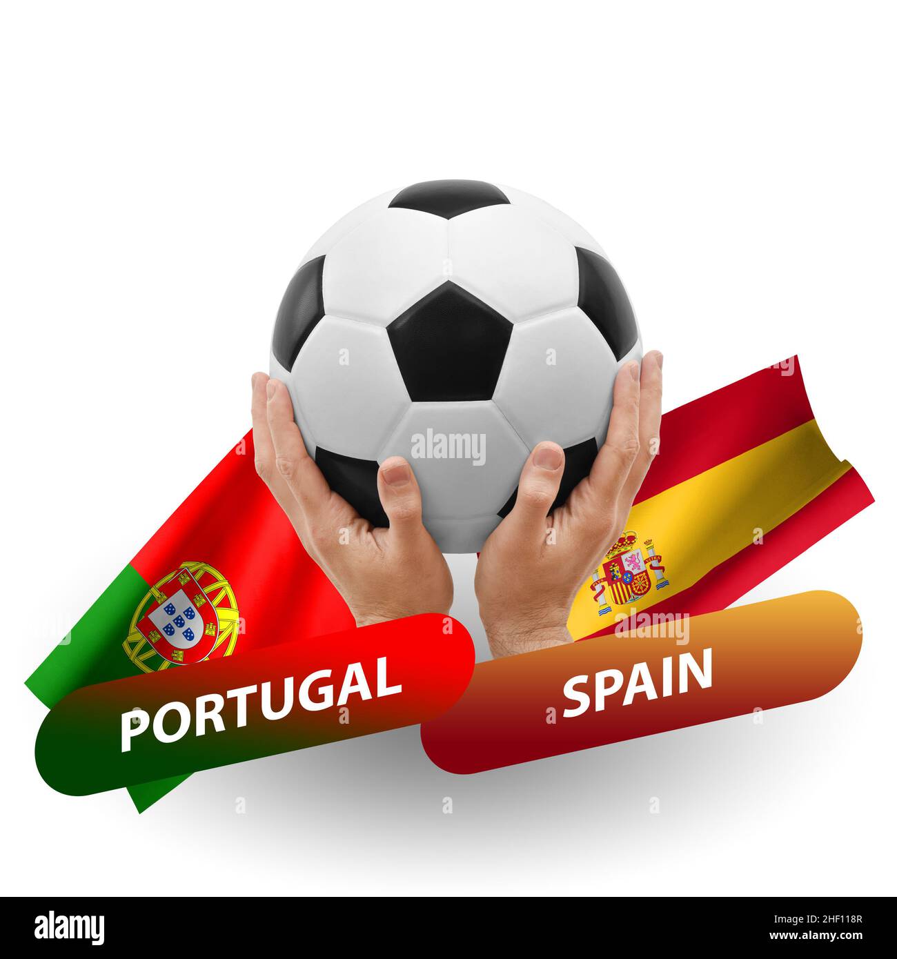Soccer football competition match, national teams portugal vs spain