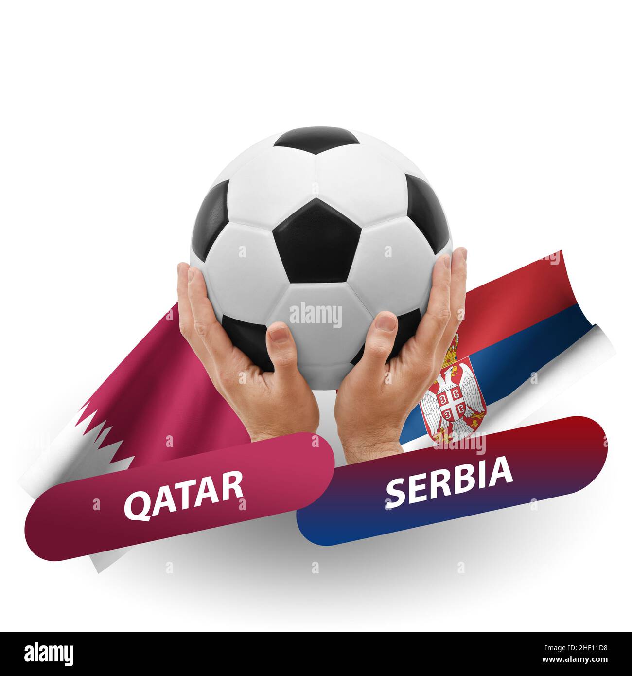 Soccer football competition match, national teams qatar vs serbia Stock Photo