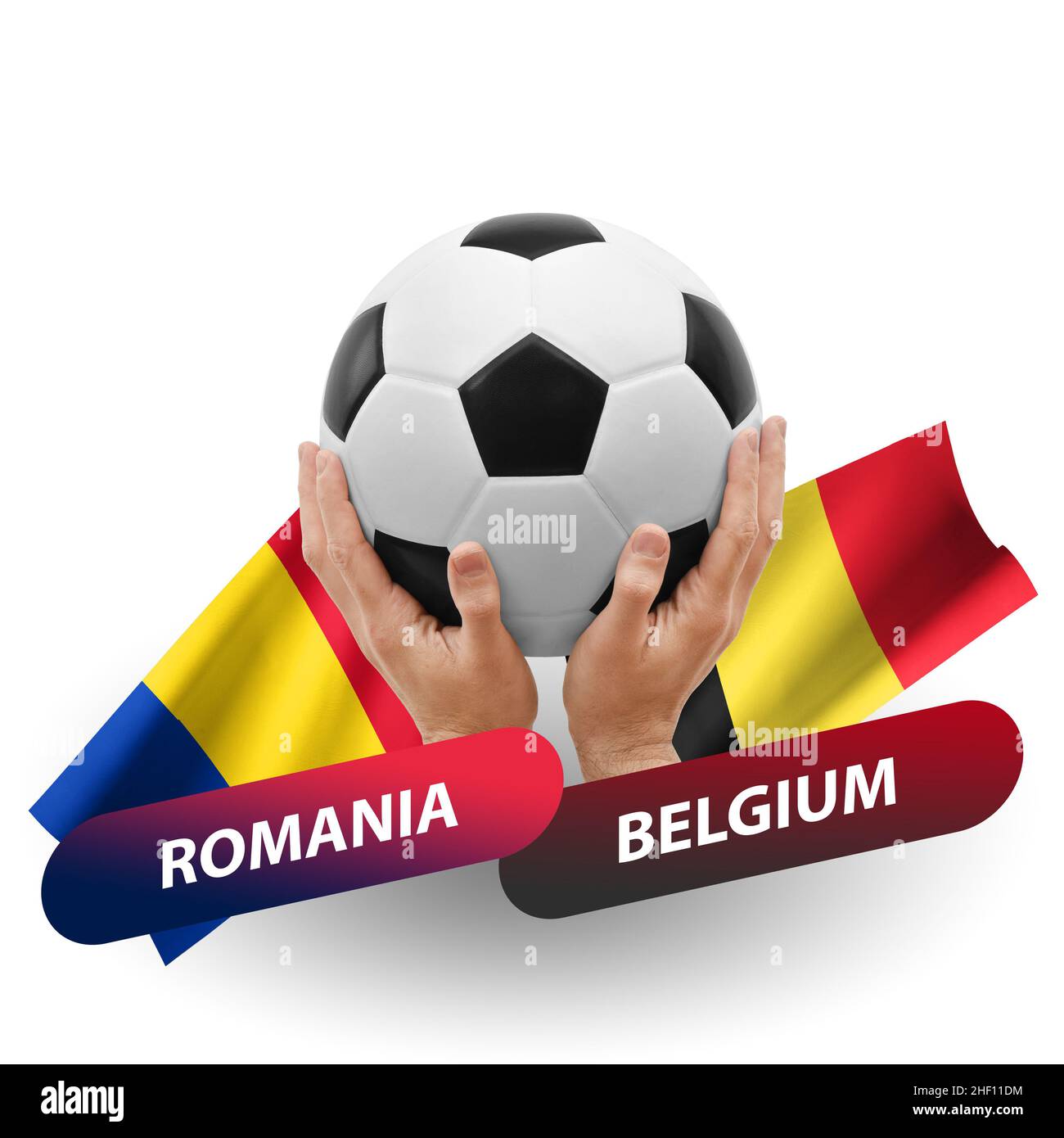 Soccer football competition match, national teams romania vs 