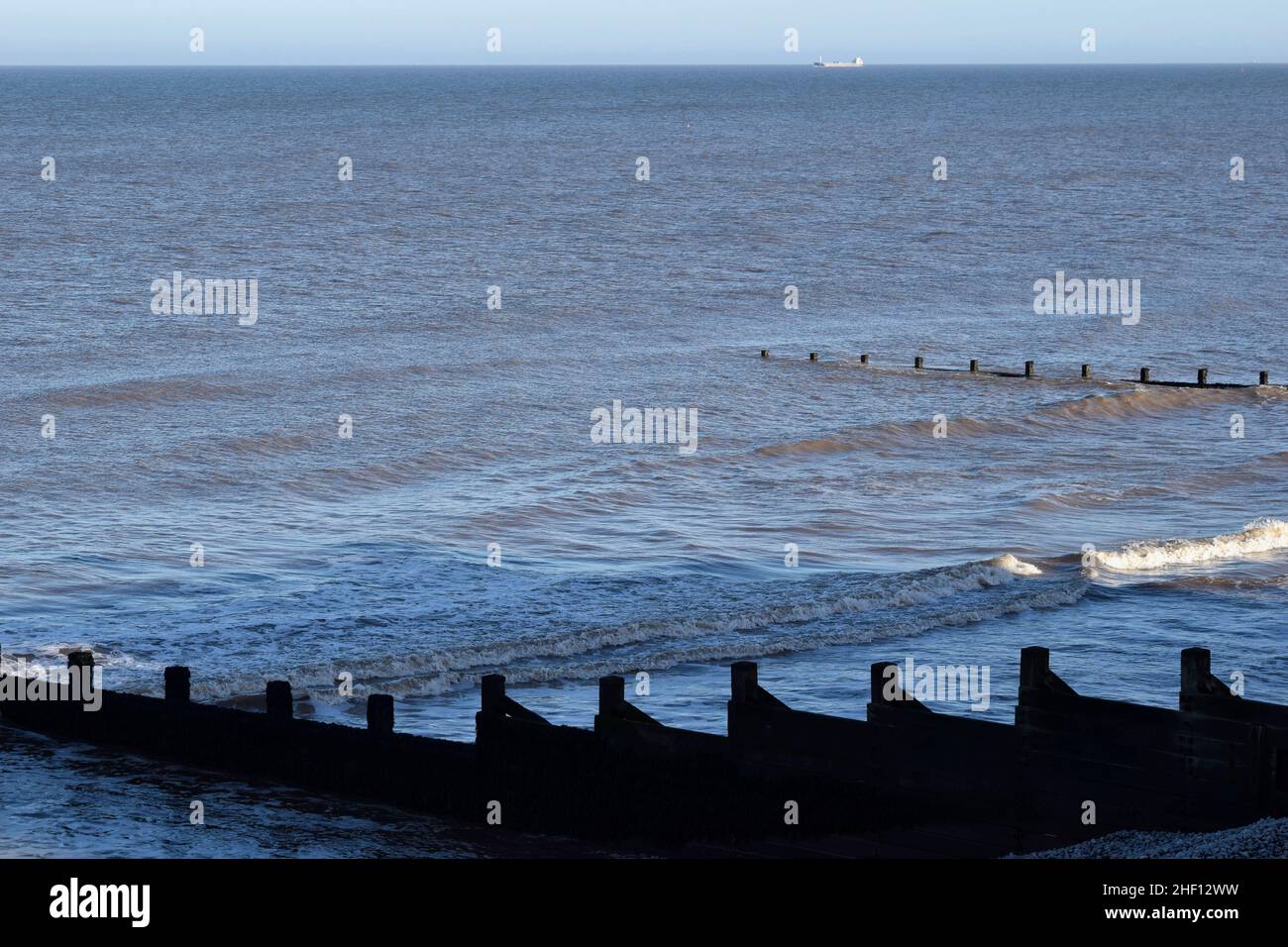 sea view with groins, sheringham, norfolk, england Stock Photo Alamy