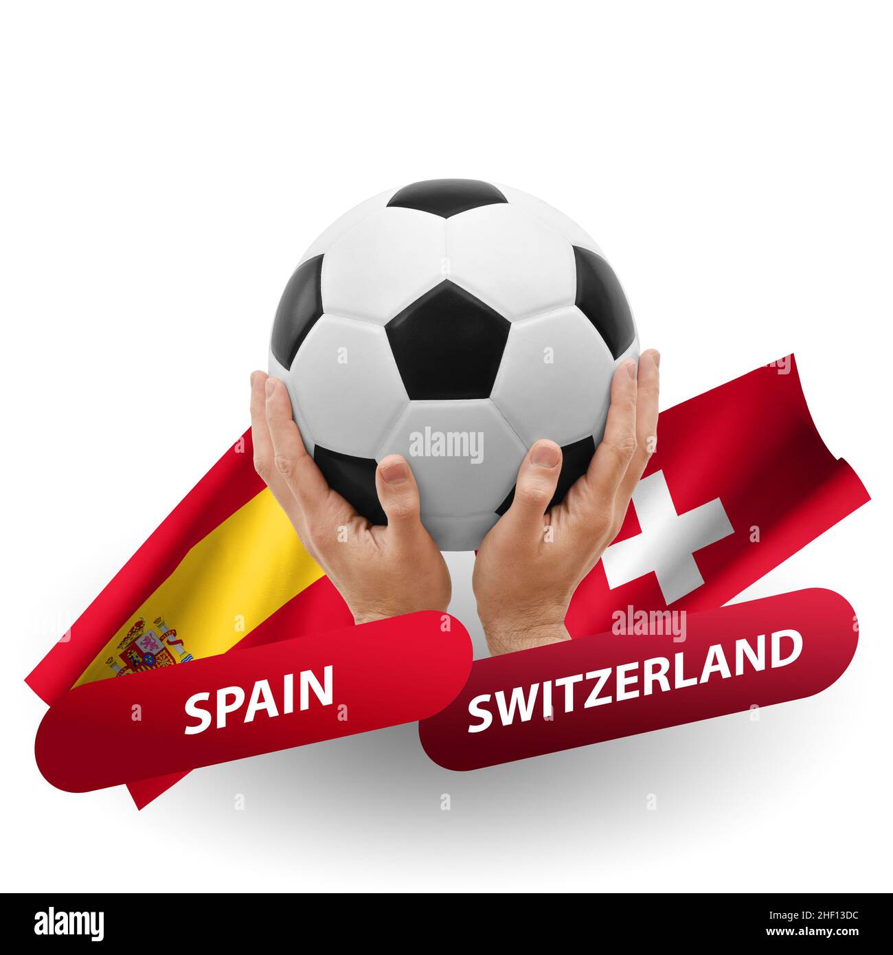 Soccer football competition match, national teams spain vs switzerland