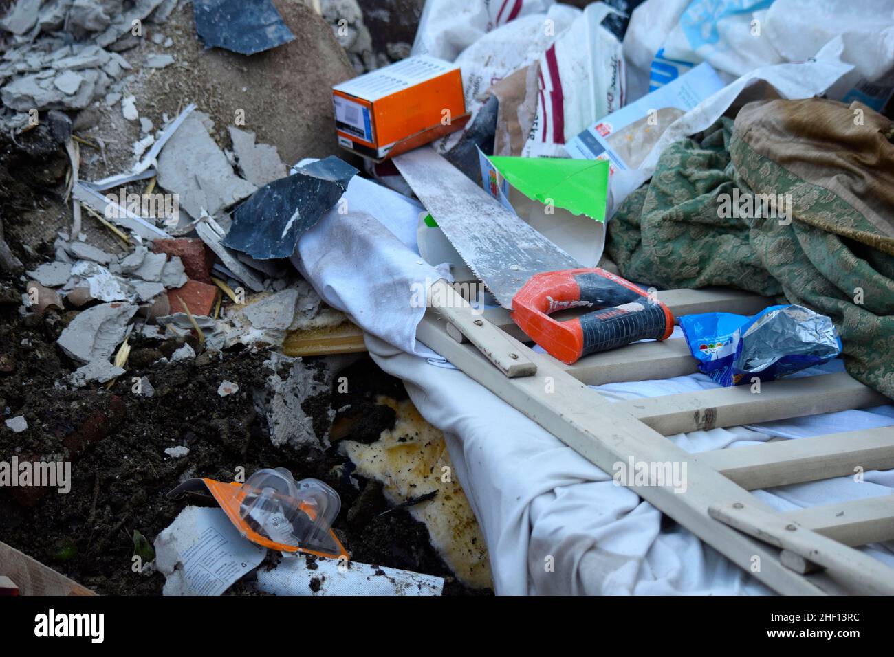 building waste and miscellaneous rubbis Stock Photo