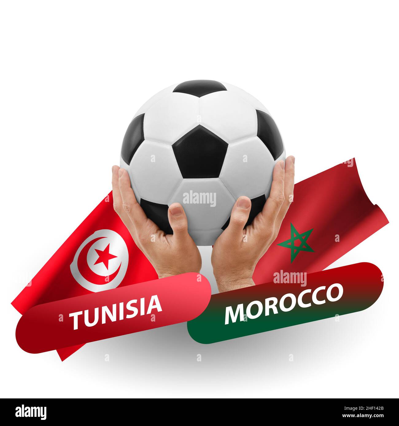 Soccer football competition match, national teams tunisia vs morocco