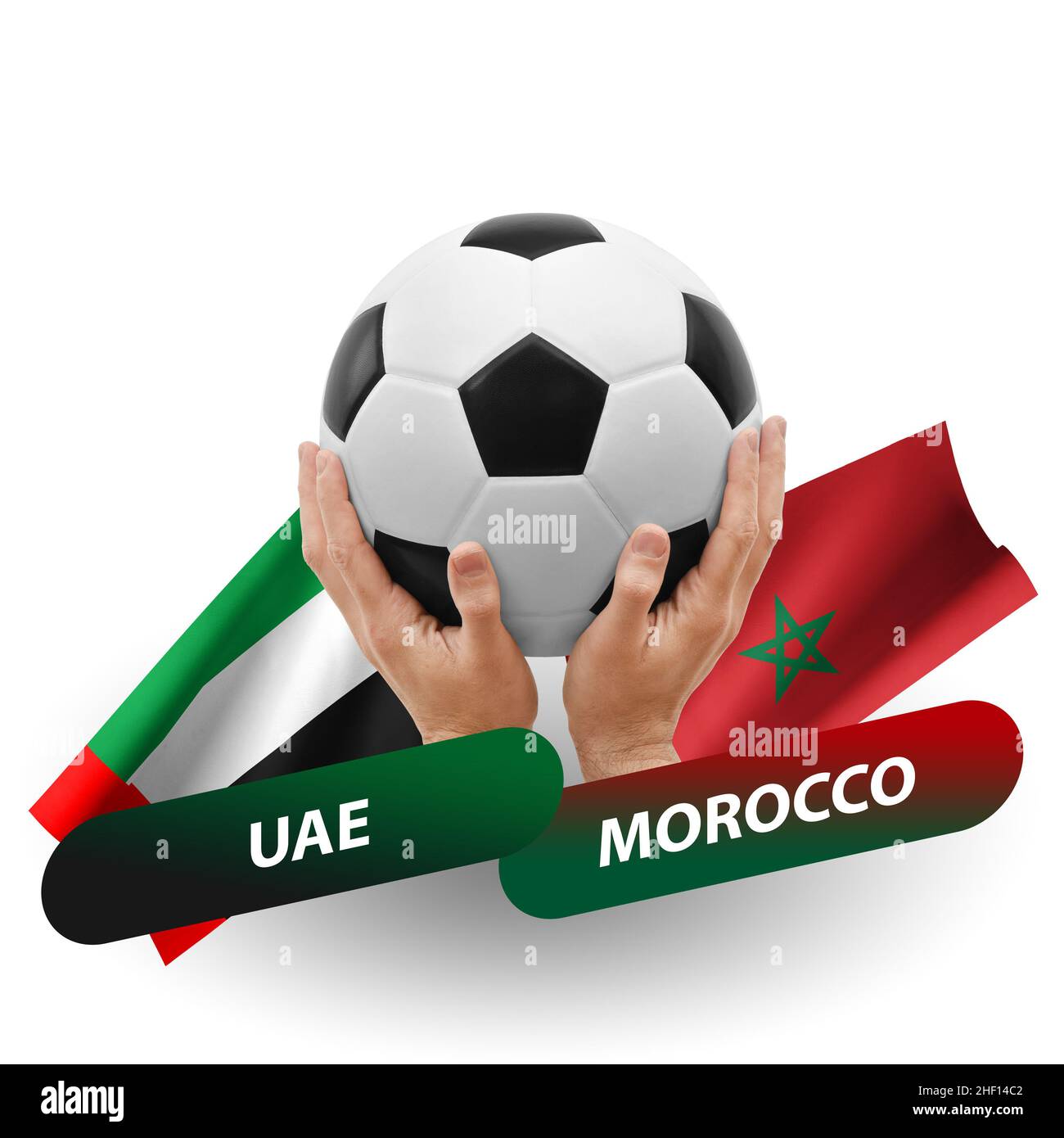 Soccer football competition match, national teams uae vs morocco Stock Photo