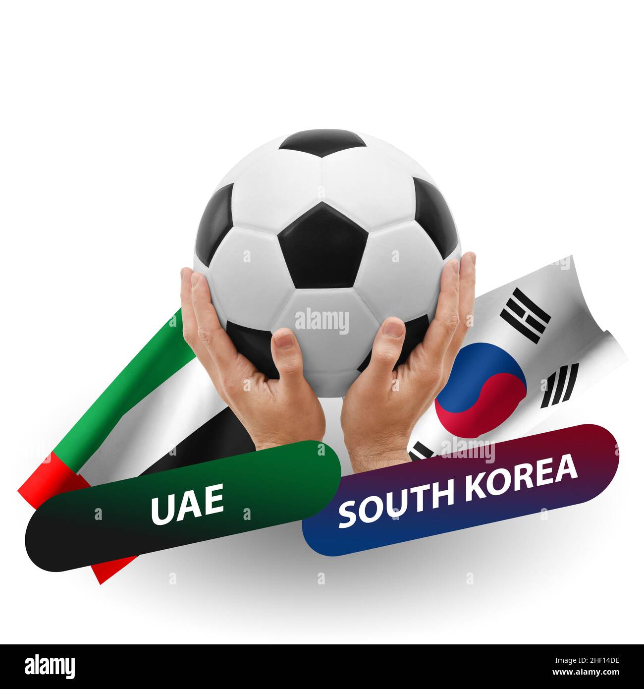 Soccer football competition match, national teams uae vs south korea