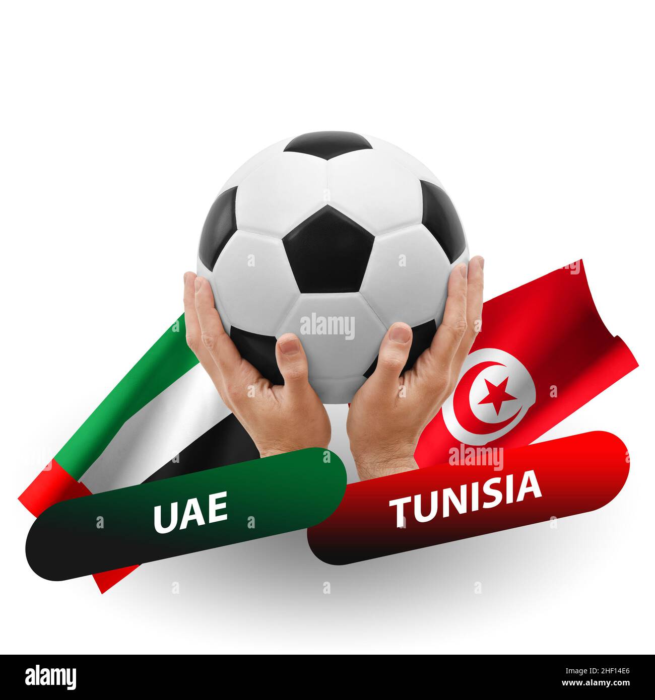 Soccer football competition match, national teams uae vs tunisia Stock Photo