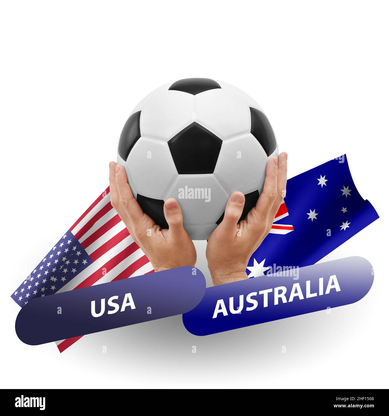 Soccer football competition match, national teams usa vs australia