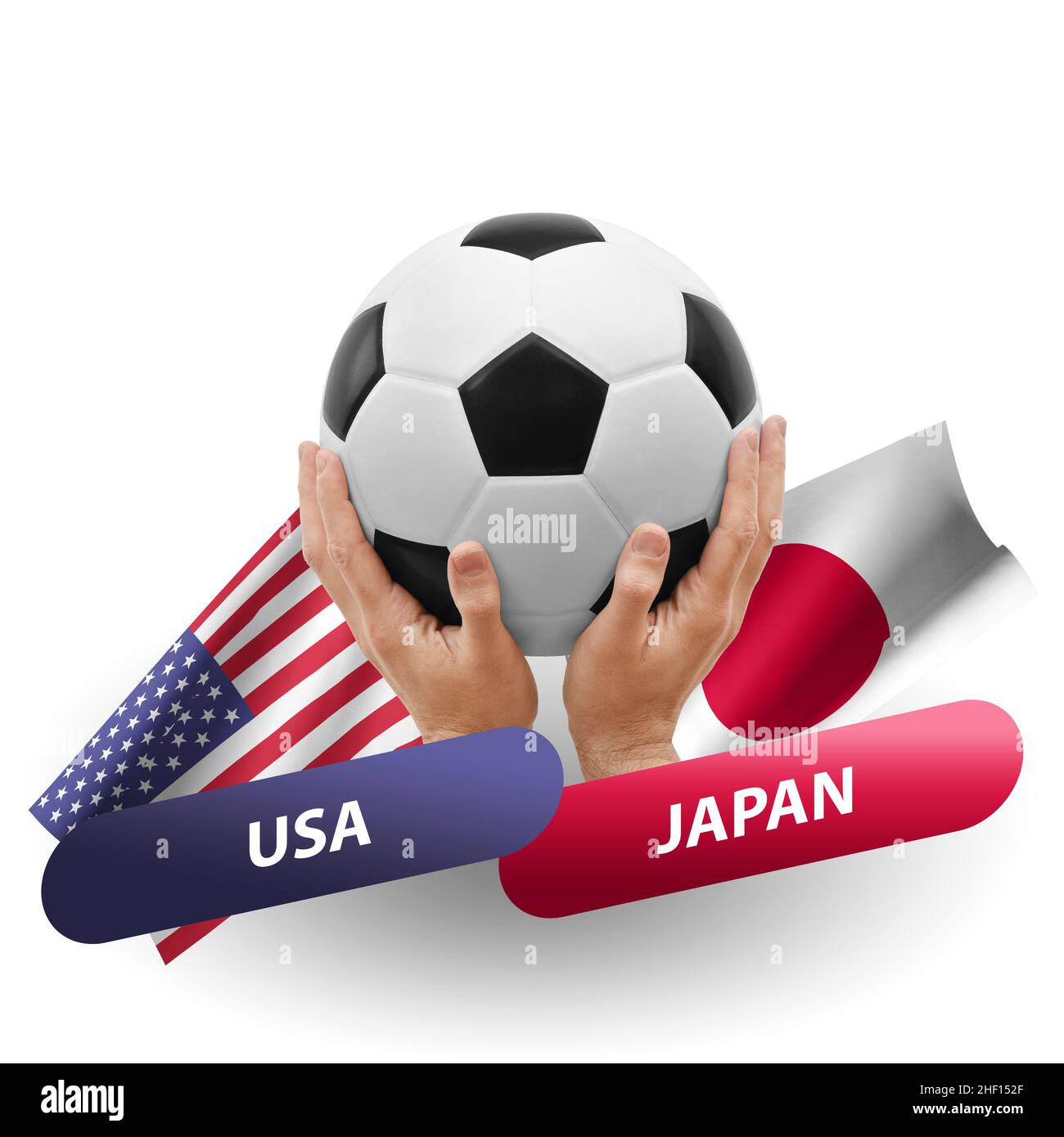 Soccer football competition match, national teams usa vs japan Stock