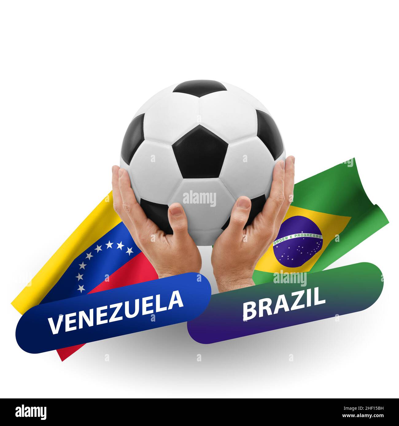 Soccer football competition match, national teams venezuela vs brazil Stock Photo