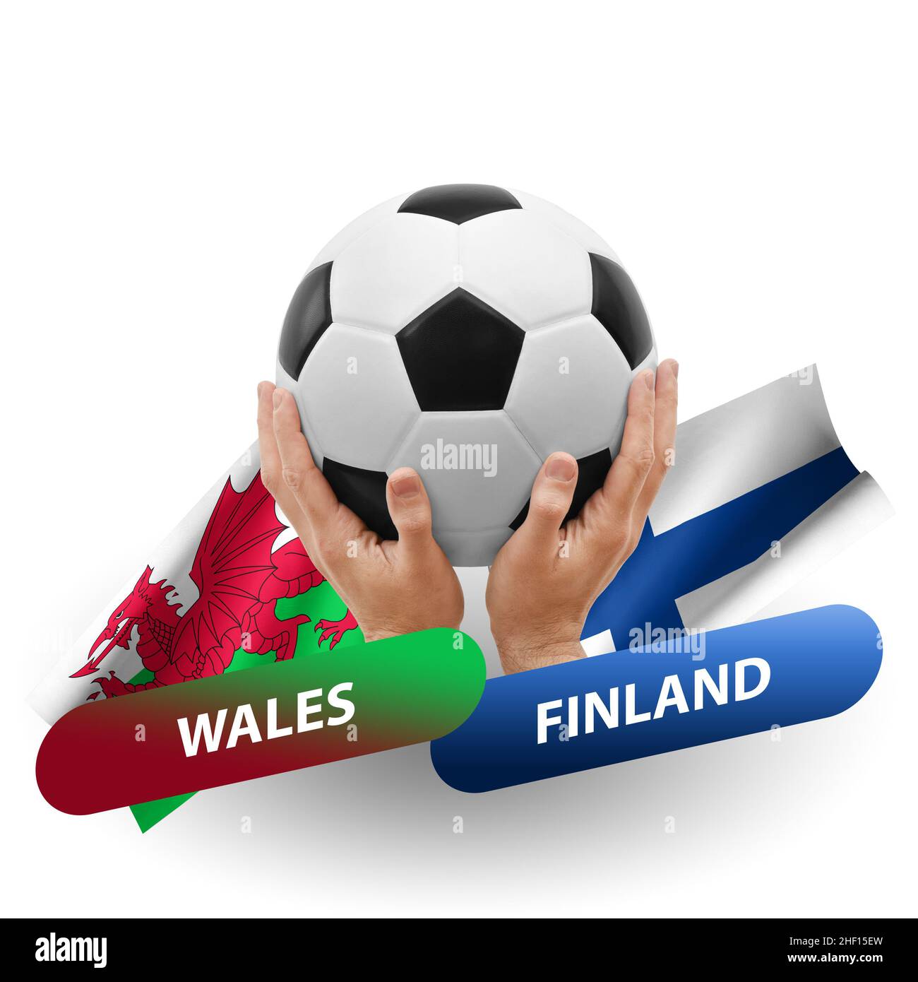 Soccer football competition match, national teams wales vs finland