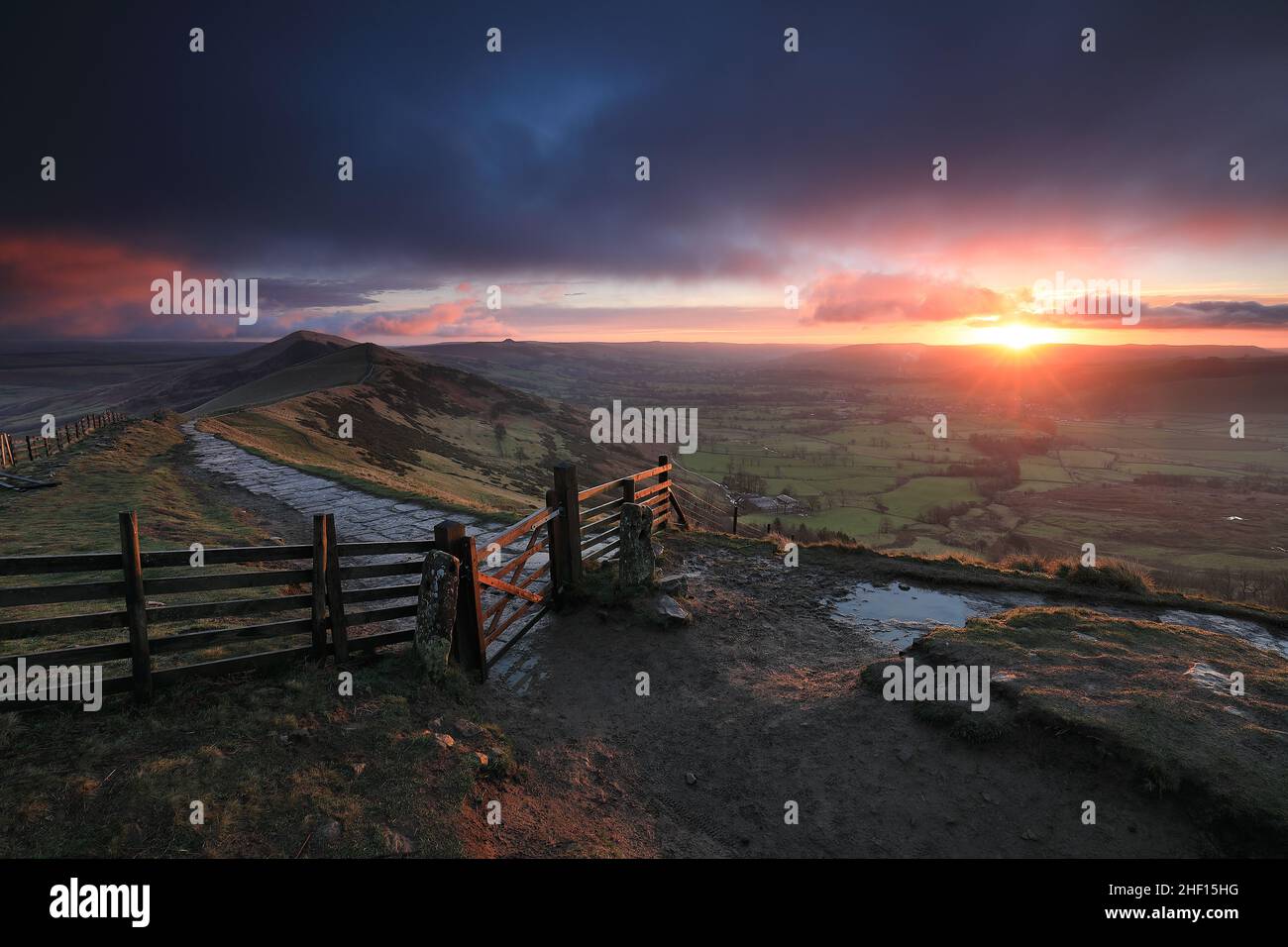 Mam Tor, in the High Peak area of thePeak District National Park, UK Stock Photo