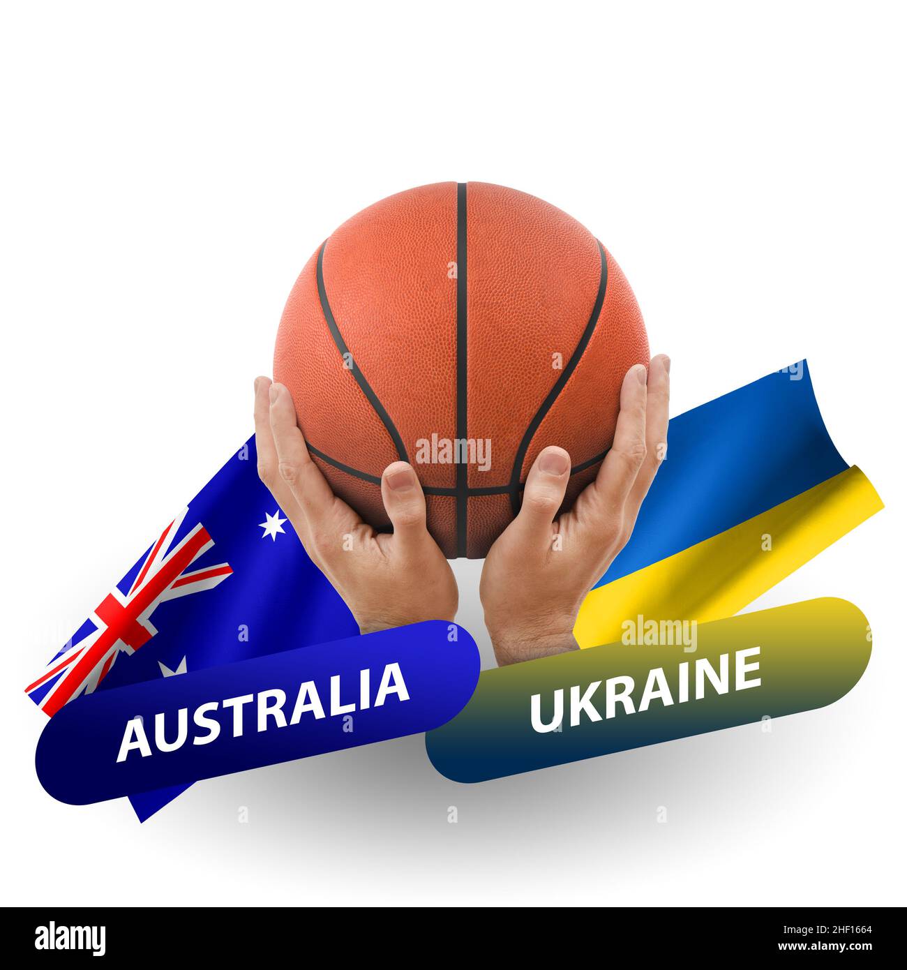 Basketball competition match, national teams australia vs ukraine Stock Photo