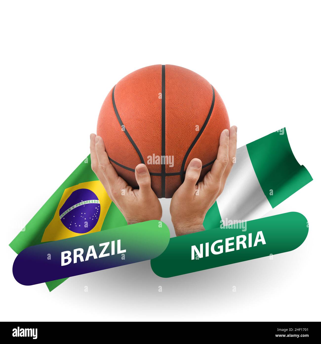 Basketball competition match, national teams brazil vs nigeria Stock