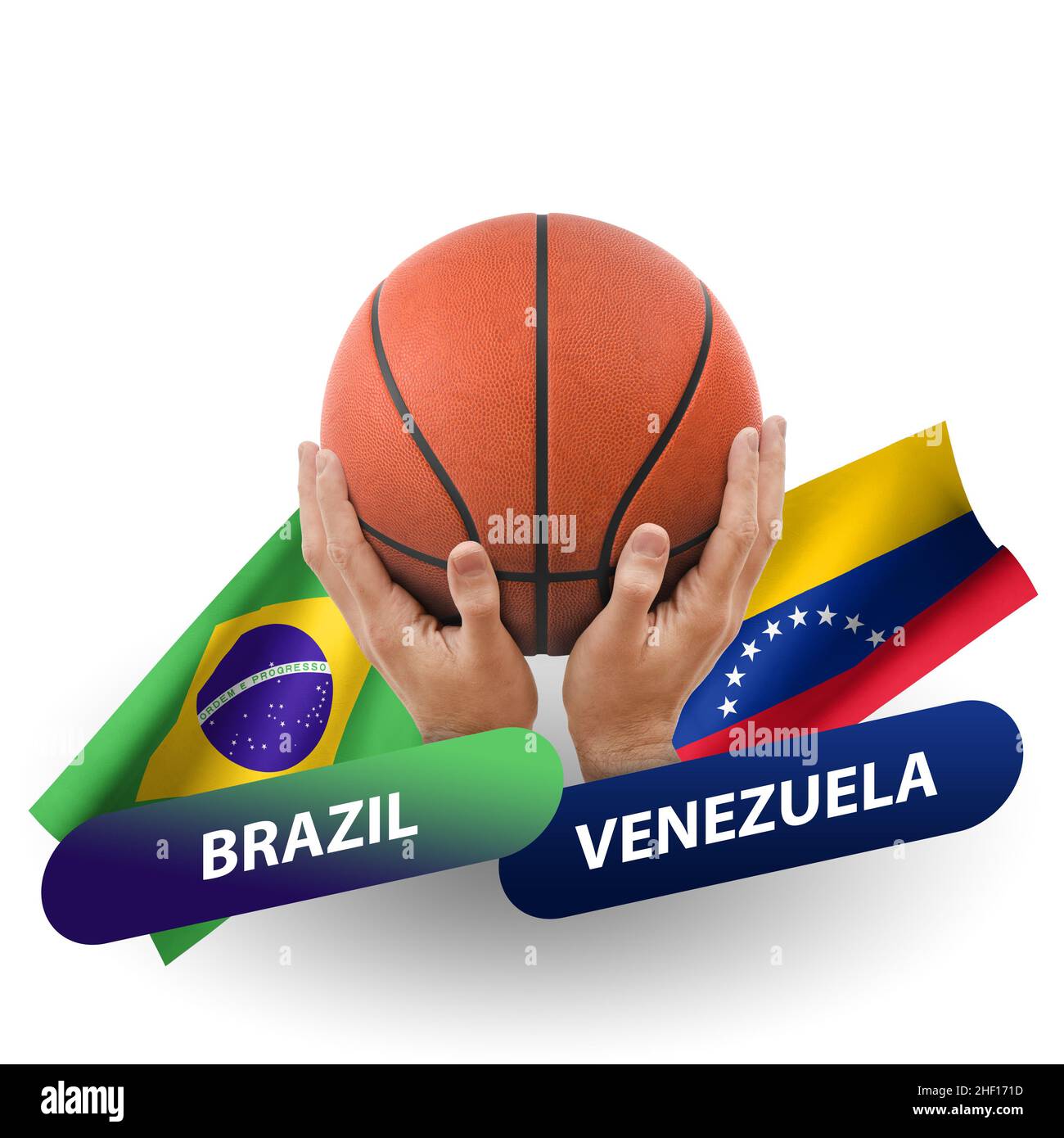 Basketball competition match, national teams brazil vs venezuela Stock Photo