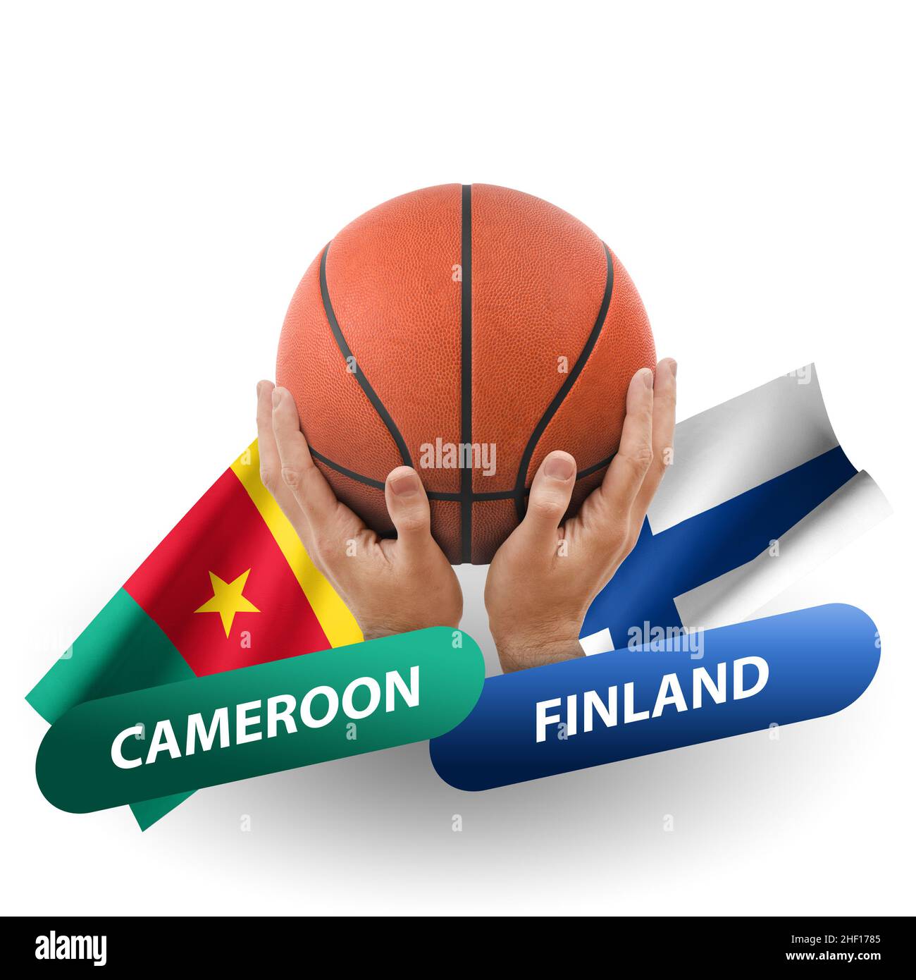 Basketball competition match, national teams cameroon vs finland Stock