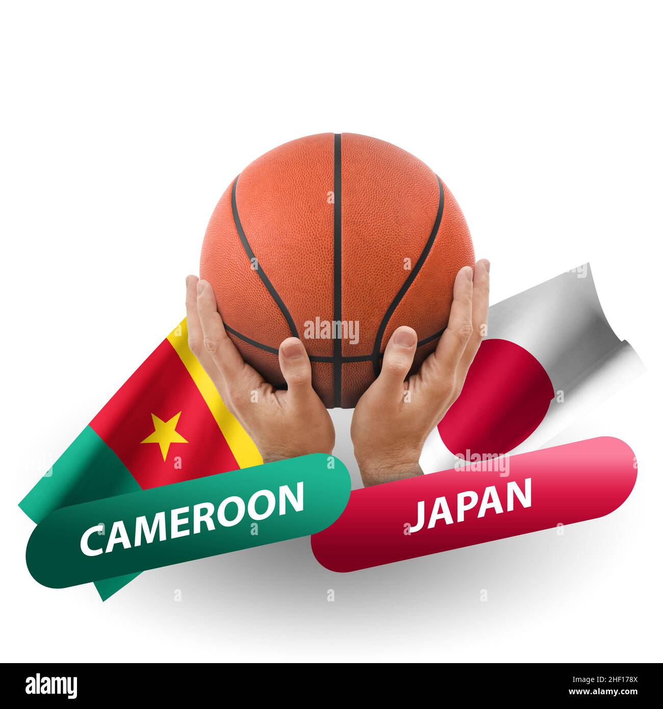 Basketball competition match, national teams cameroon vs japan Stock