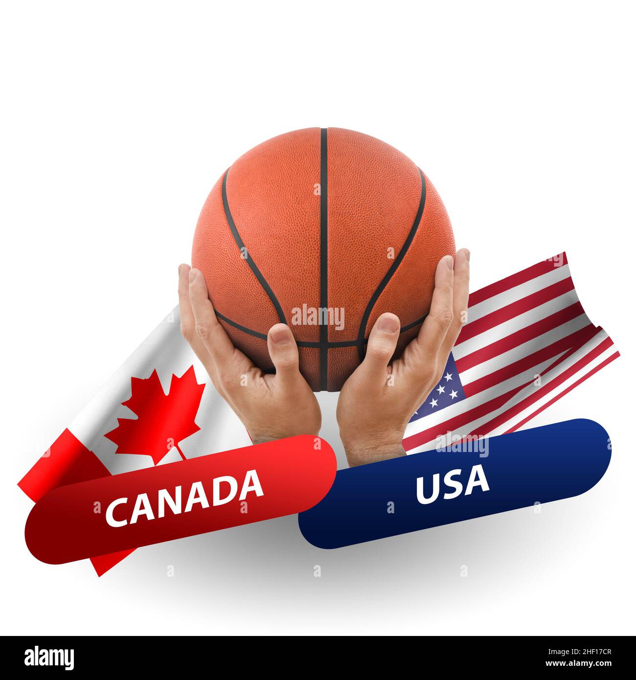 Basketball competition match, national teams canada vs usa Stock Photo