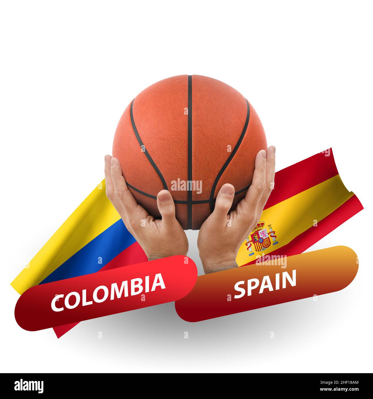 Basketball competition match, national teams colombia vs spain Stock